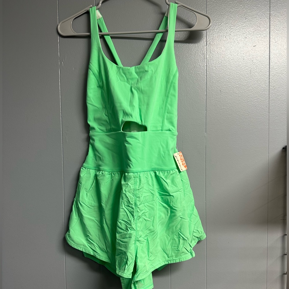 Free People Neon Green Cutout Romper